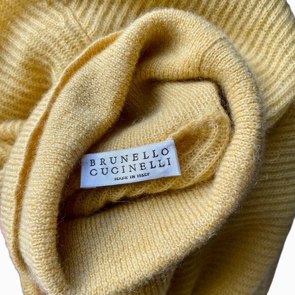 Brunello Cucinelli Yellow Knit Mohair Wool Turtleneck Sweater S Italy - Picture 4 of 8